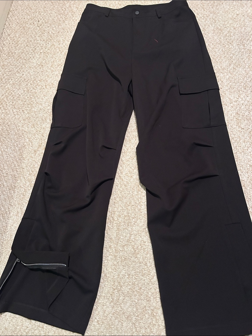 Wayf Black Wide-Leg Cargo Trousers